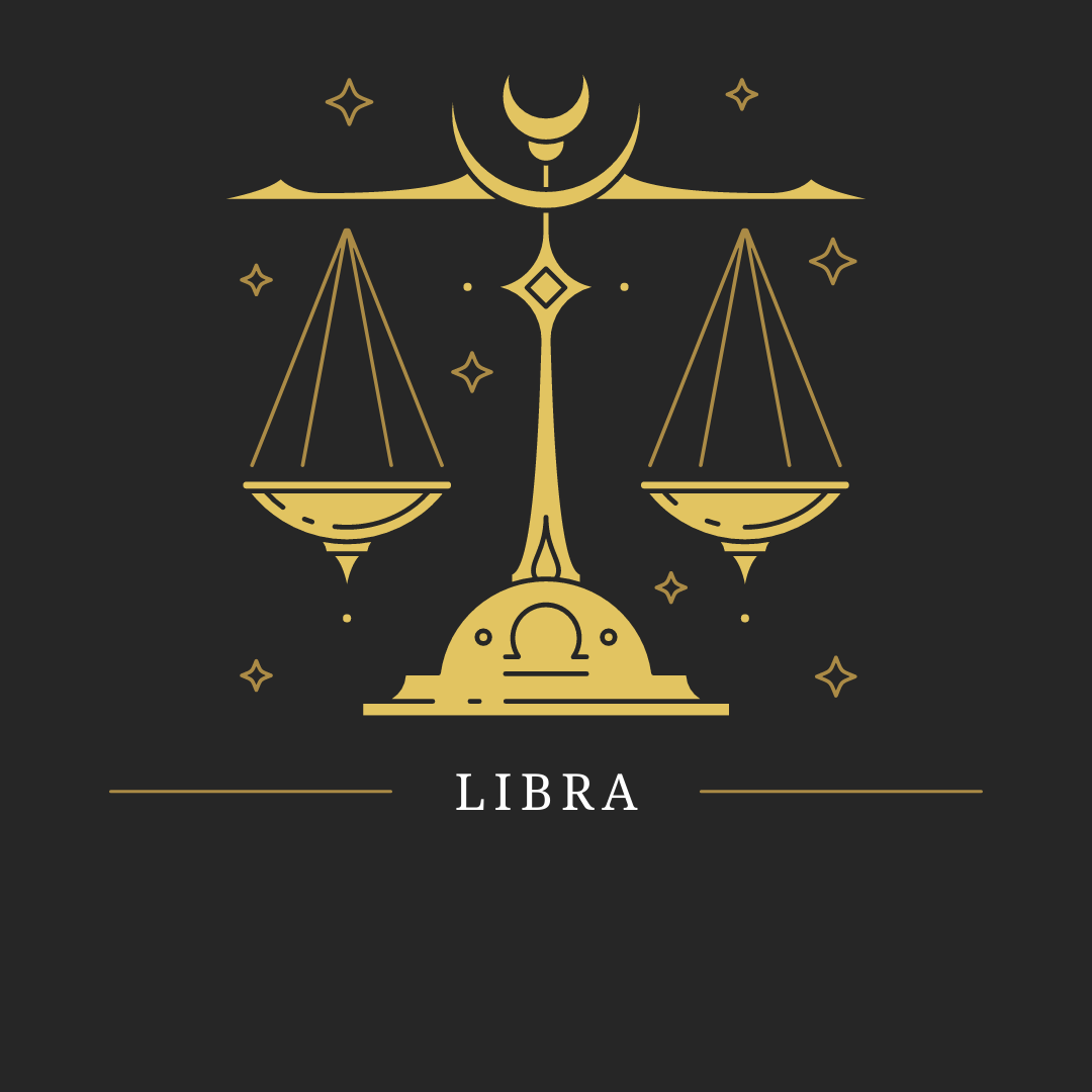 Libra zodiac sign showing the zodiac symbol which is represented by weighing scales