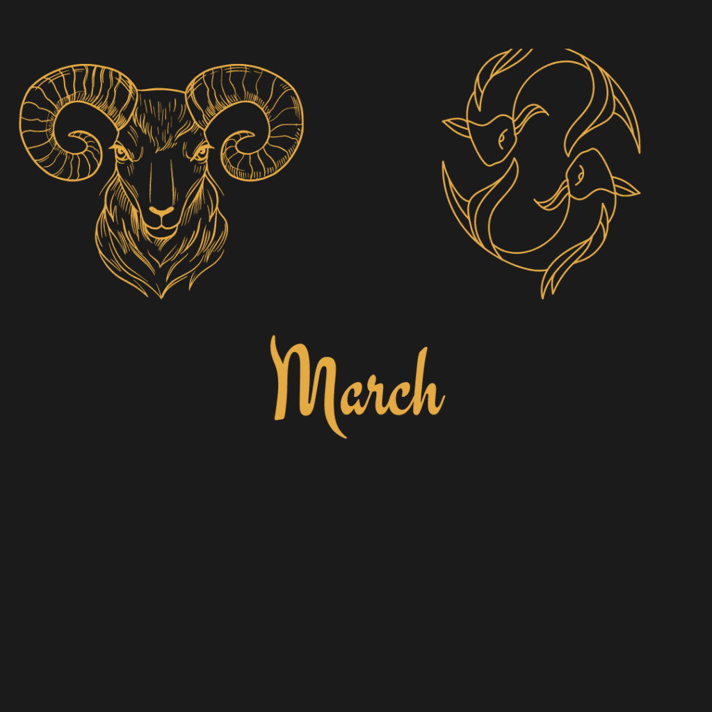 March zodiac sign showing the Aries and Pisces symbol