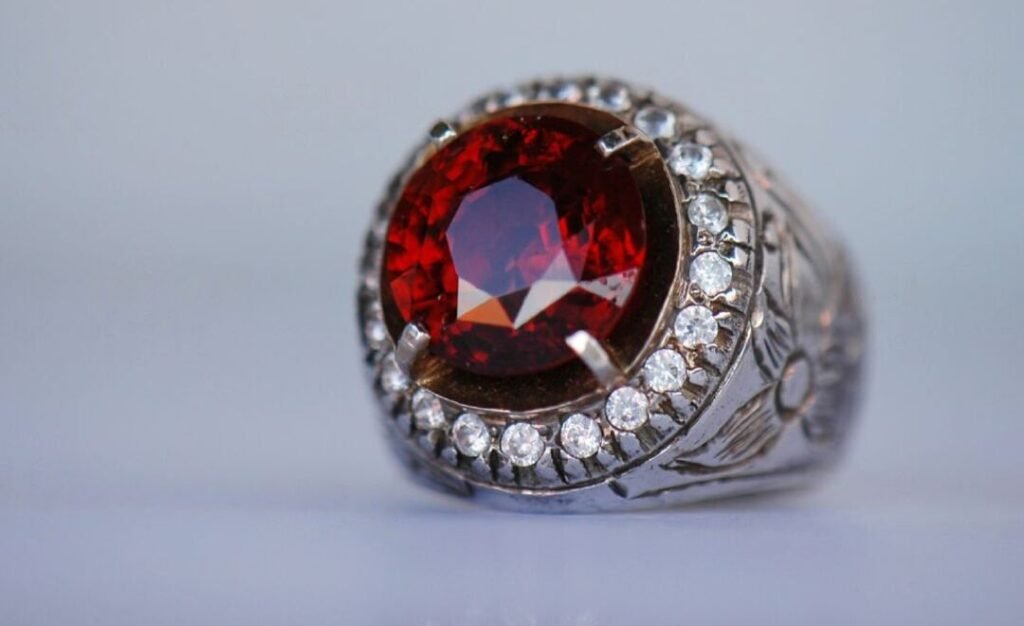 Garnet ring red in color