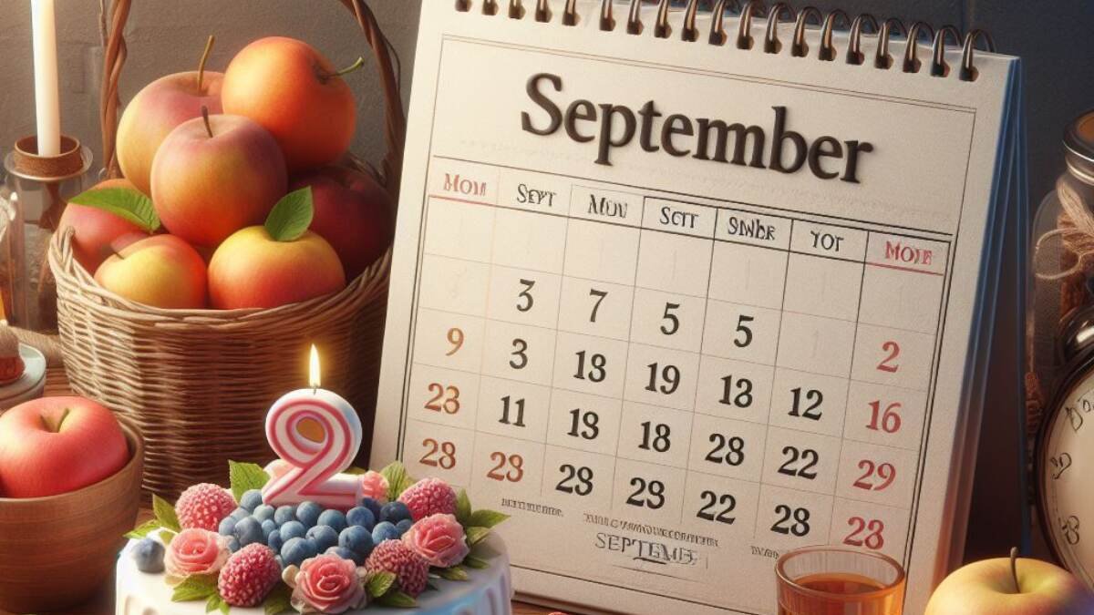 September birthday with cake and calendar